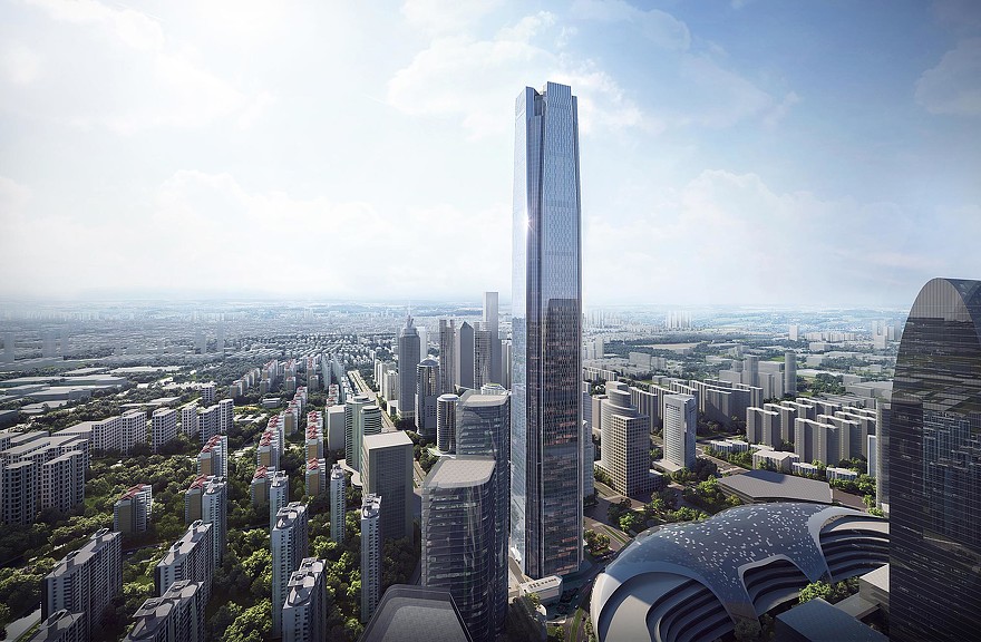 A tall building in a city.